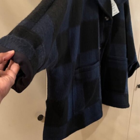 Marla Wynne-Designer. Navy Blue/Black block pattern 3/4 length Wool Jacket 1X - Picture 3 of 7
